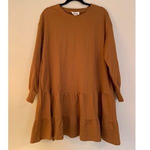 Orange shift dress with pockets